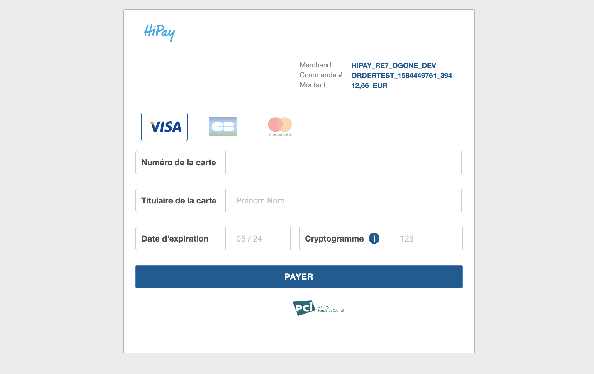 HiPay Hosted Page